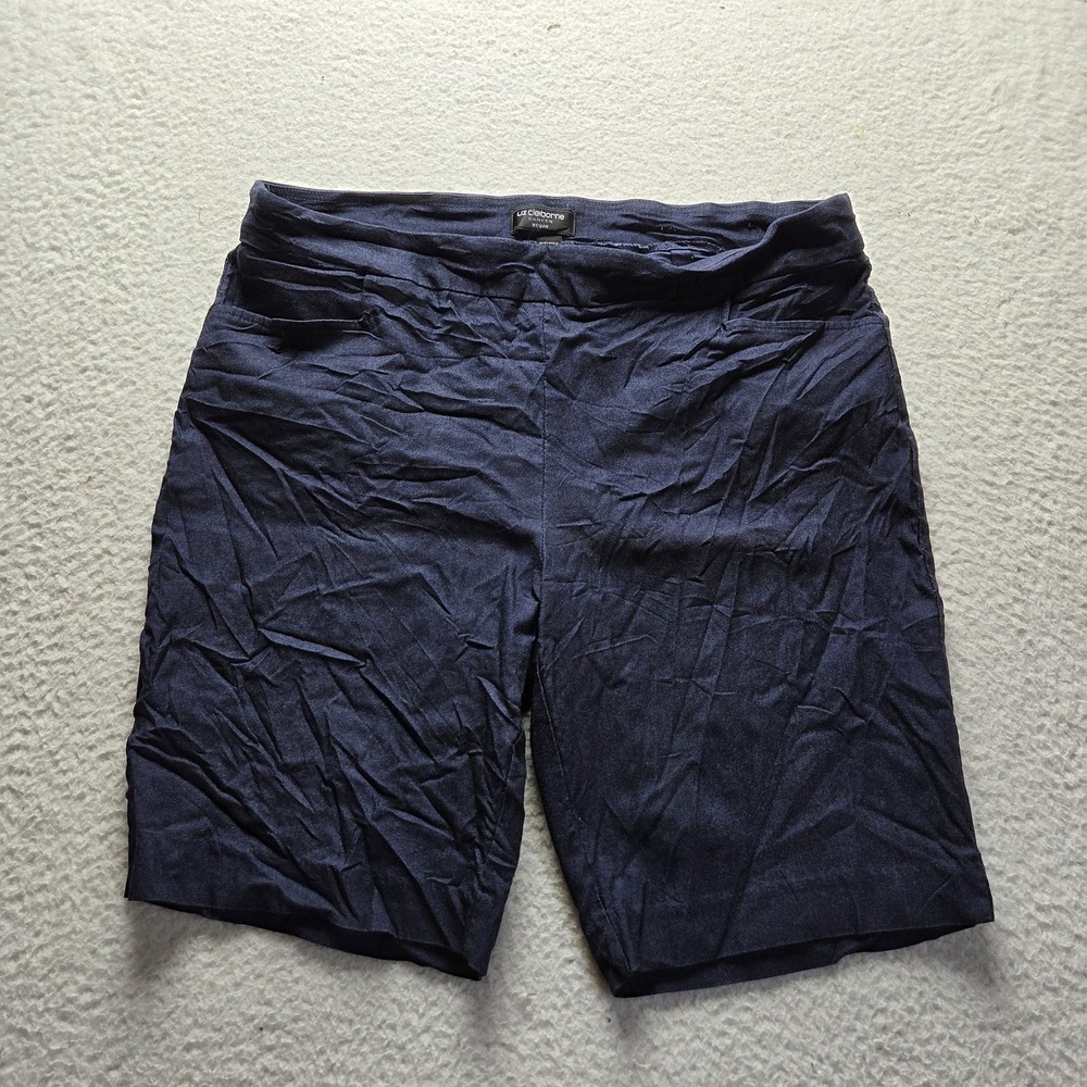 Liz Claiborne Bermuda Shorts Womens Plus 1X Blue Rayon Stretch Pull On Casual